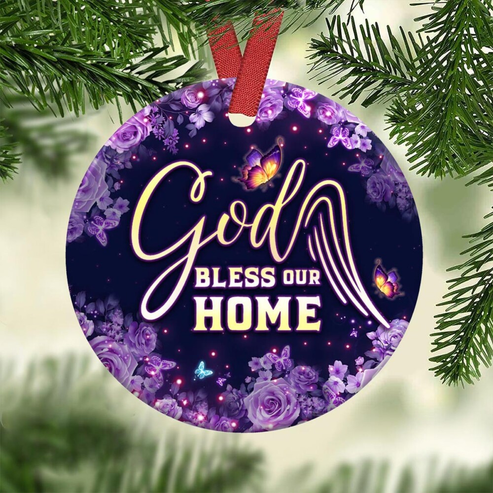 Jesus God Bless Our Home Butterfly - Circle Ornament - Owl Ohh - Owl Ohh