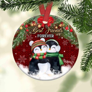 Penguin Best Friends Forever - Circle Ornament - Owl Ohh - Owl Ohh