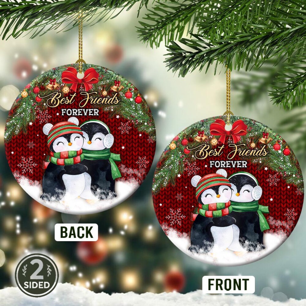 Penguin Best Friends Forever - Circle Ornament - Owl Ohh - Owl Ohh