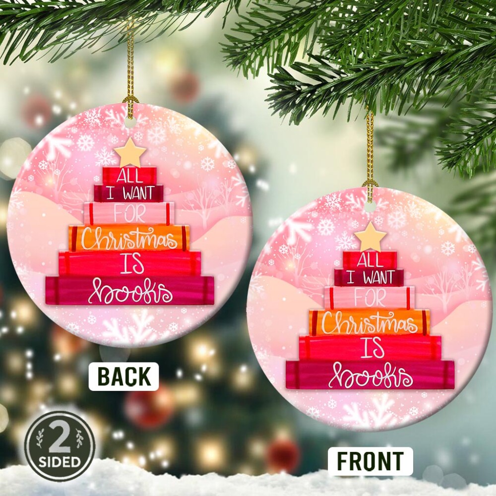 Christmas All I Want For Christmas Is Books - Circle Ornament - Owl Ohh - Owl Ohh