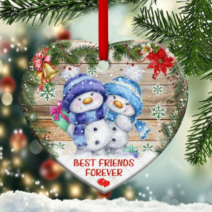Snowman Best Friends Forever - Heart Ornament - Owl Ohh - Owl Ohh