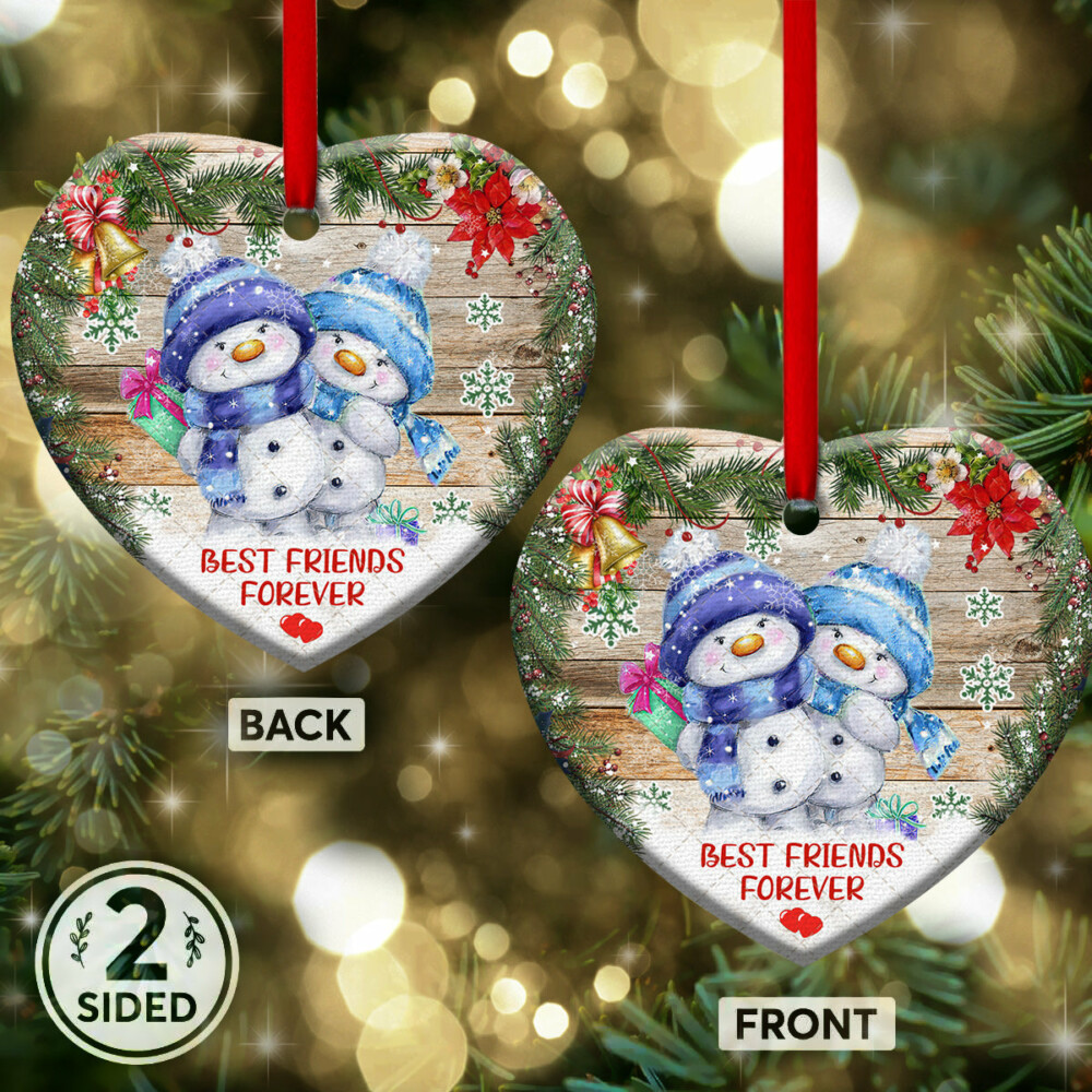 Snowman Best Friends Forever - Heart Ornament - Owl Ohh - Owl Ohh