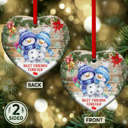 Snowman Best Friends Forever - Heart Ornament - Owl Ohh - Owl Ohh