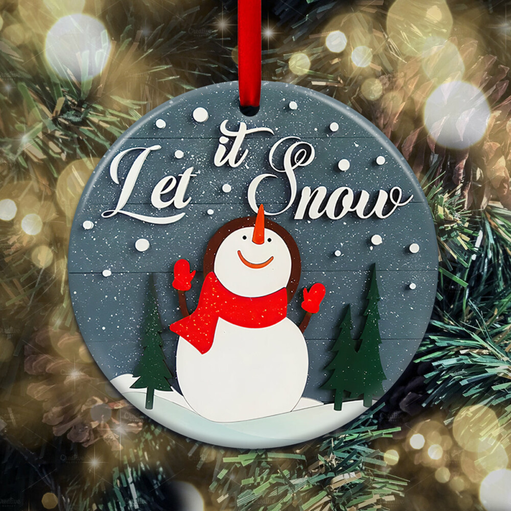 Snowman Christmas Let It - Circle Ornament - Owl Ohh - Owl Ohh