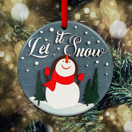 Snowman Christmas Let It - Circle Ornament - Owl Ohh - Owl Ohh