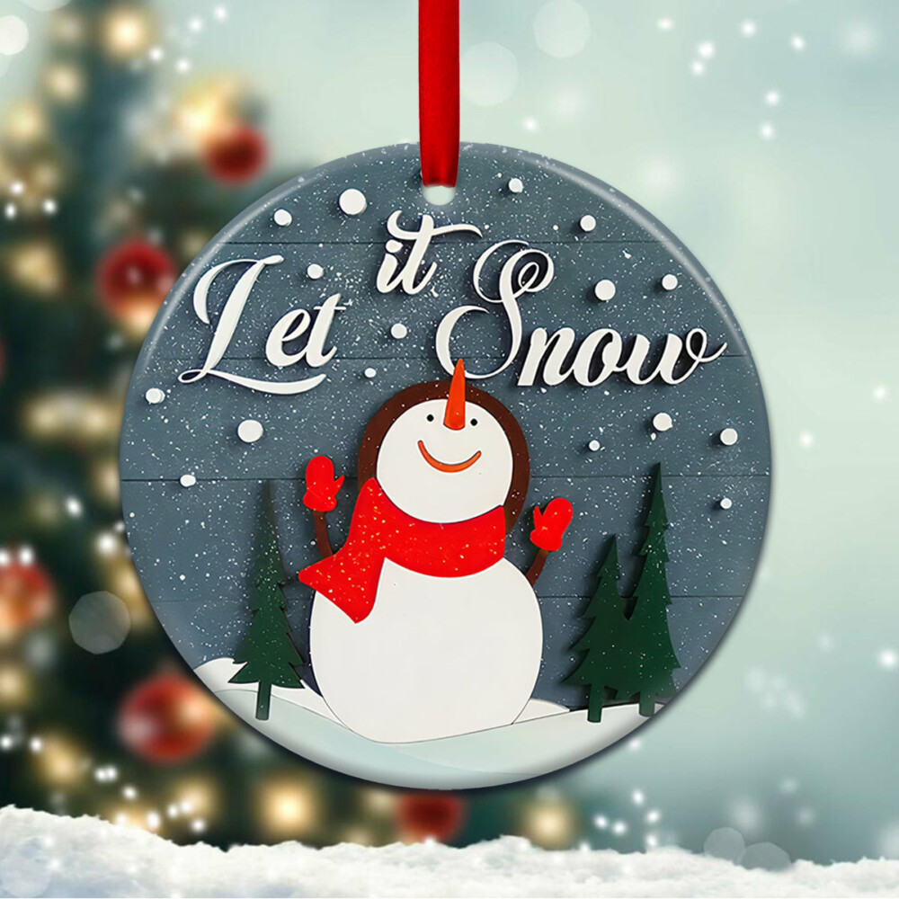 Snowman Christmas Let It - Circle Ornament - Owl Ohh - Owl Ohh