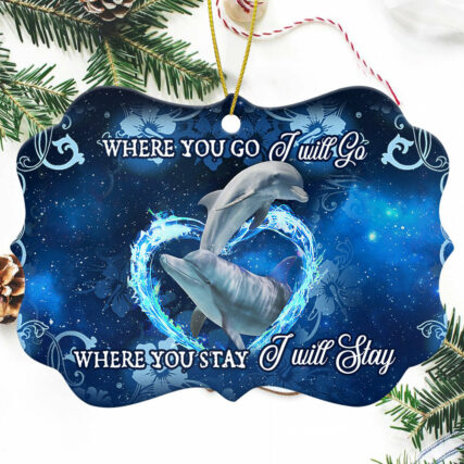 Dolphin Couple Go With You - Horizontal Ornament - Owl Ohh - Owl Ohh