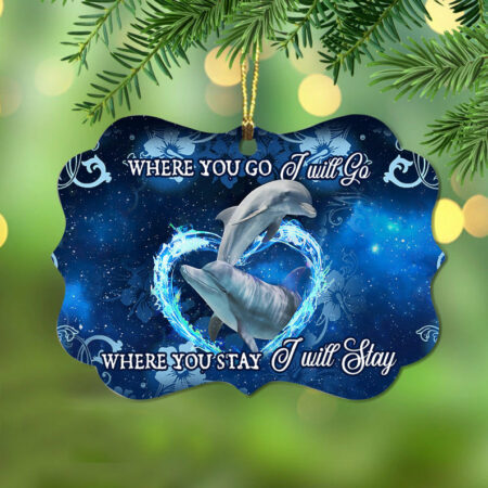 Dolphin Couple Go With You - Horizontal Ornament - Owl Ohh - Owl Ohh