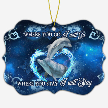 Dolphin Couple Go With You - Horizontal Ornament - Owl Ohh - Owl Ohh