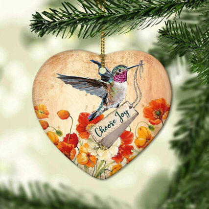 Hummingbird Lover Choose Joy - Heart Ornament - Owl Ohh - Owl Ohh