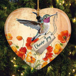 Hummingbird Lover Choose Joy - Heart Ornament - Owl Ohh - Owl Ohh