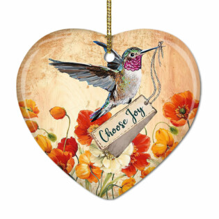 Hummingbird Lover Choose Joy - Heart Ornament - Owl Ohh - Owl Ohh
