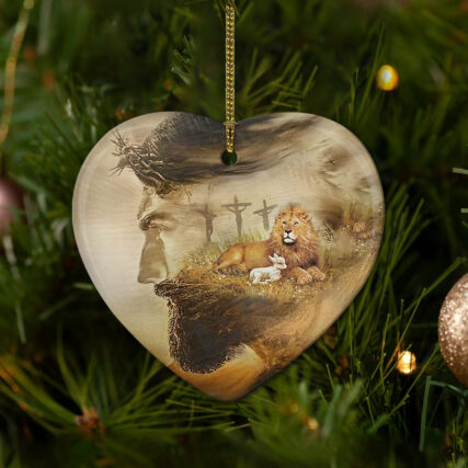 God With Lion And Sheep - Heart Ornament - Owl Ohh - Owl Ohh