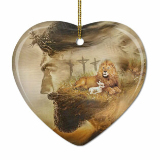 God With Lion And Sheep - Heart Ornament - Owl Ohh - Owl Ohh