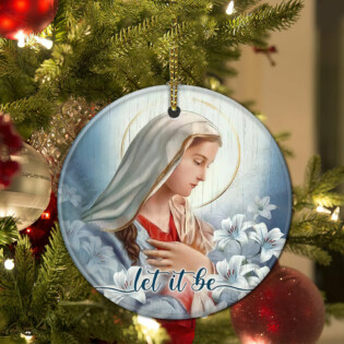 Jesus Mother Of Jesus Our Lady With Lily Flowers - Circle Ornament - Owl Ohh - Owl Ohh