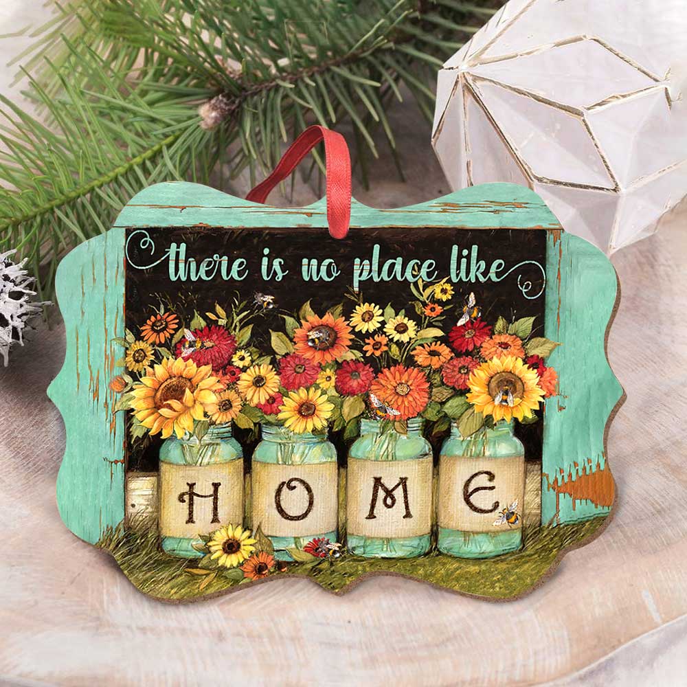 Sunflower There Is No Place Like Home Faith - Horizontal Ornament - Owl Ohh - Owl Ohh