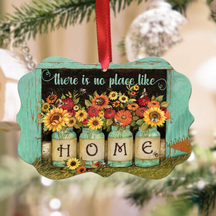 Sunflower There Is No Place Like Home Faith - Horizontal Ornament - Owl Ohh - Owl Ohh