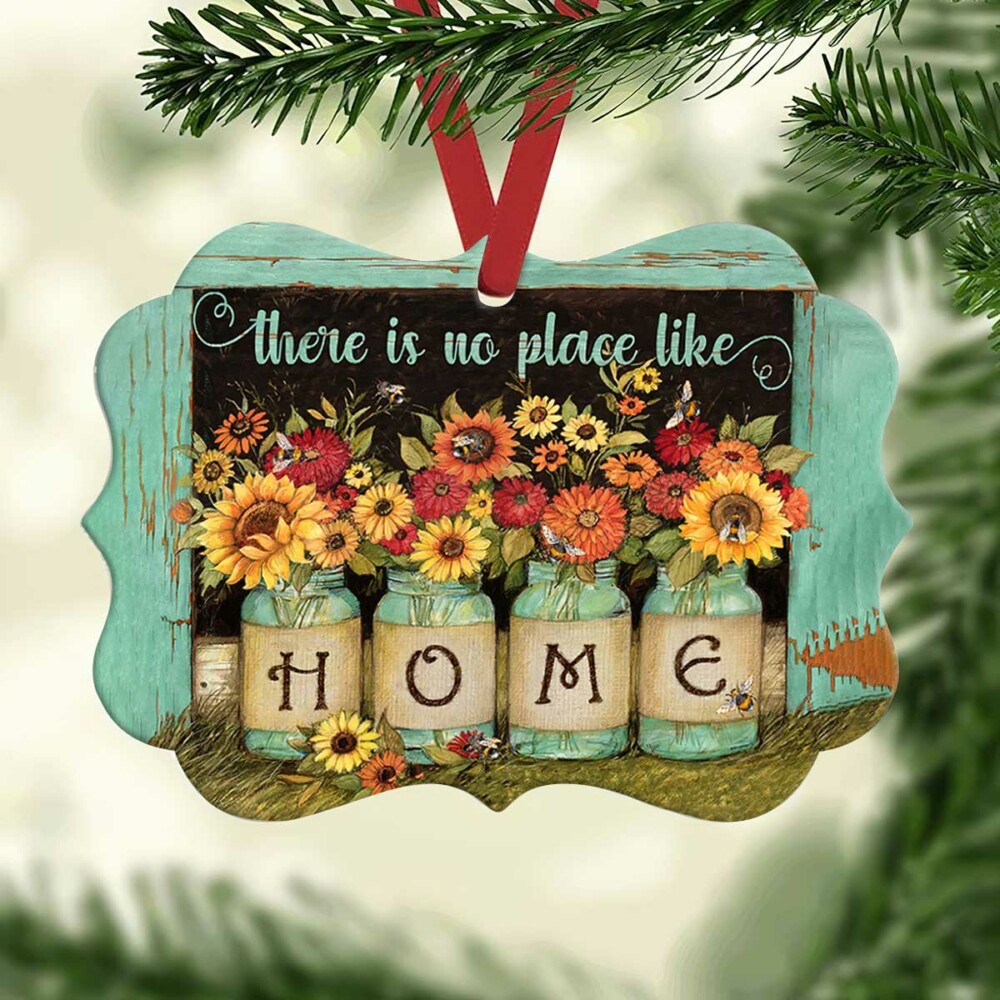 Sunflower There Is No Place Like Home Faith - Horizontal Ornament - Owl Ohh - Owl Ohh