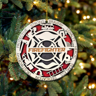 Firefighter Wooden Style Symbol For Firefighters - Circle Ornament - Owl Ohh - Owl Ohh