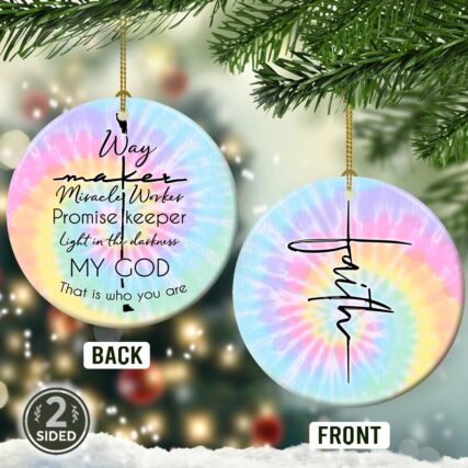 God Faith Way Maker Tie Dye - Circle Ornament - Owl Ohh - Owl Ohh