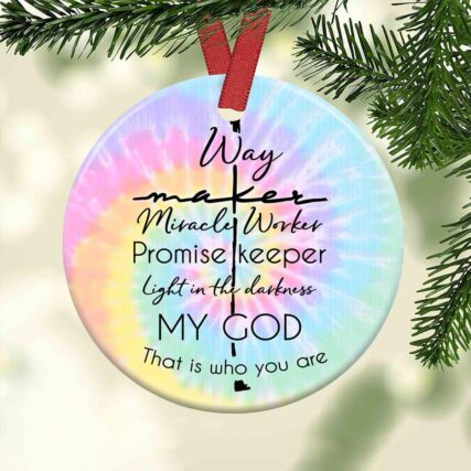 God Faith Way Maker Tie Dye - Circle Ornament - Owl Ohh - Owl Ohh