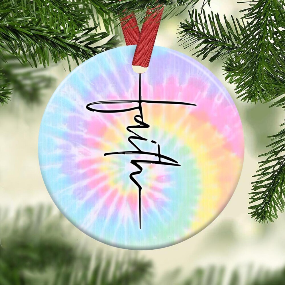 God Faith Way Maker Tie Dye - Circle Ornament - Owl Ohh - Owl Ohh