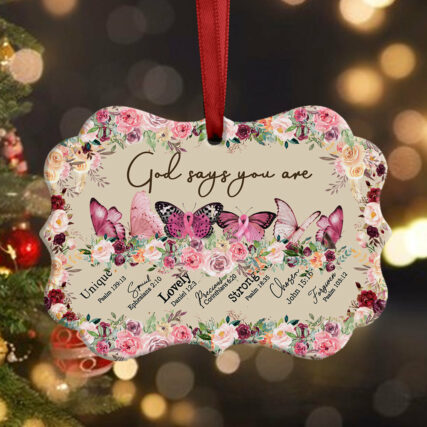 Breast Cancer Awareness Butterfly - Horizontal Ornament - Owl Ohh - Owl Ohh