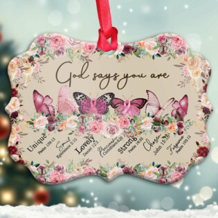 Breast Cancer Awareness Butterfly - Horizontal Ornament - Owl Ohh - Owl Ohh