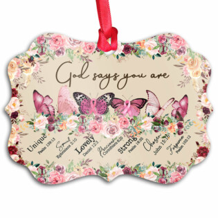 Breast Cancer Awareness Butterfly - Horizontal Ornament - Owl Ohh - Owl Ohh