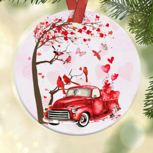 Cardinal Red Truck Style - Circle Ornament - Owl Ohh - Owl Ohh