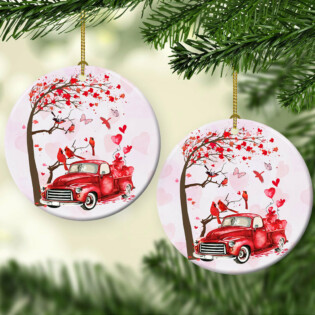 Cardinal Red Truck Style - Circle Ornament - Owl Ohh - Owl Ohh