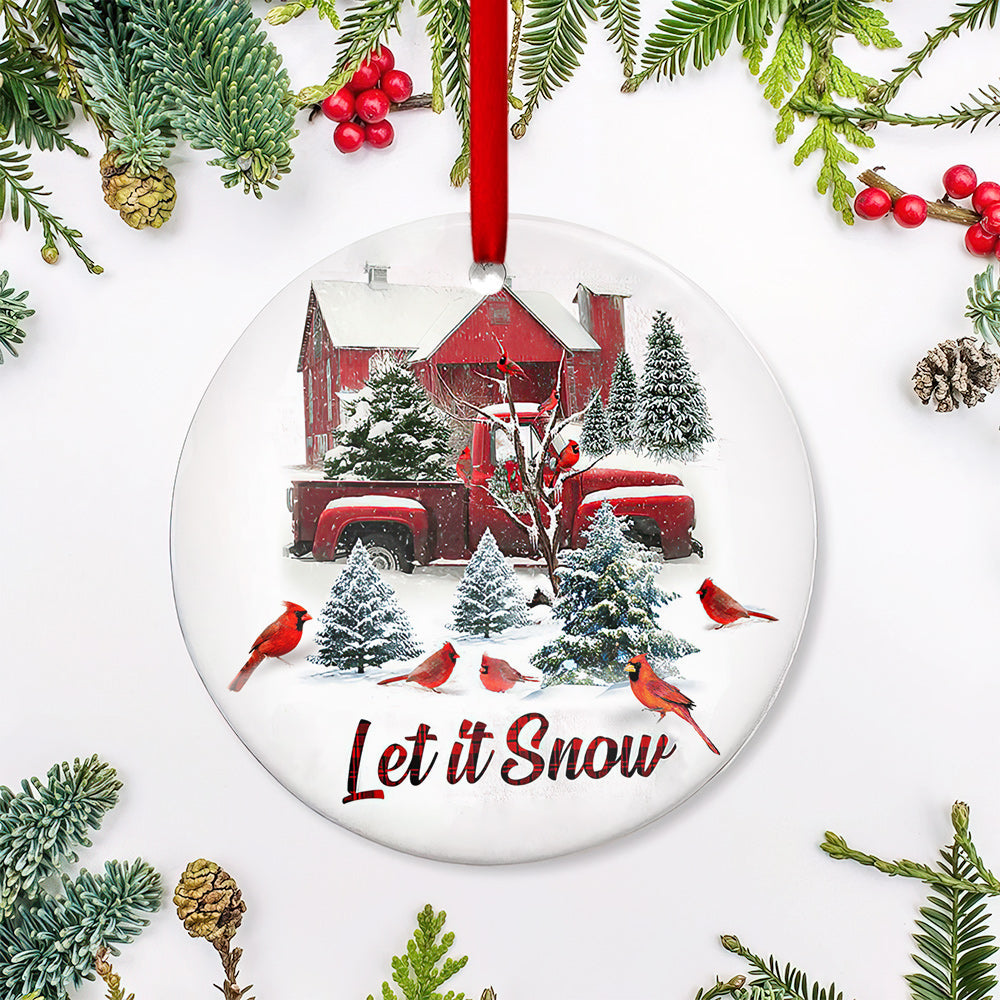 Cardinal Let It Snow Red Truck - Circle Ornament - Owl Ohh - Owl Ohh