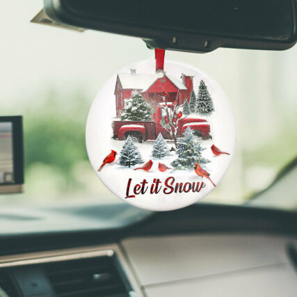 Cardinal Let It Snow Red Truck - Circle Ornament - Owl Ohh - Owl Ohh
