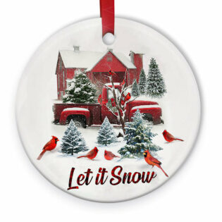 Cardinal Let It Snow Red Truck - Circle Ornament - Owl Ohh - Owl Ohh