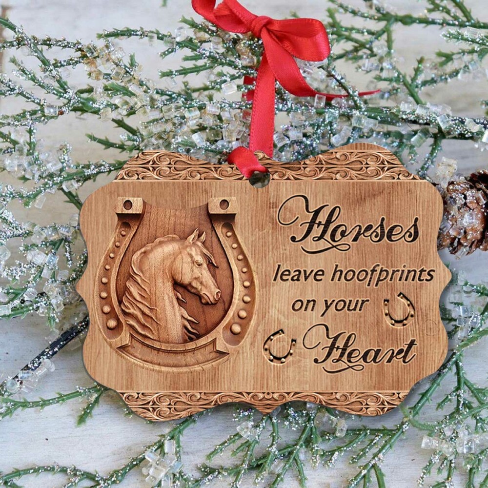 Horse Leave Hoofprint On Your Heart - Horizontal Ornament - Owl Ohh - Owl Ohh