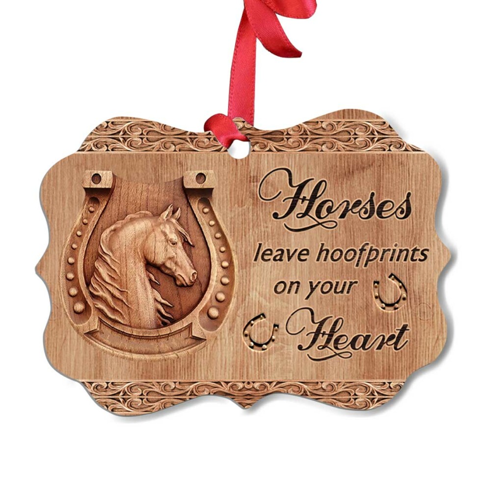 Horse Leave Hoofprint On Your Heart - Horizontal Ornament - Owl Ohh - Owl Ohh