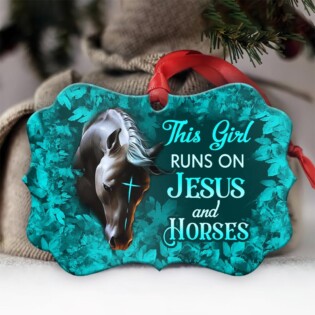 Horse Faith Girl Run On Jesus - Horizontal Ornament - Owl Ohh - Owl Ohh