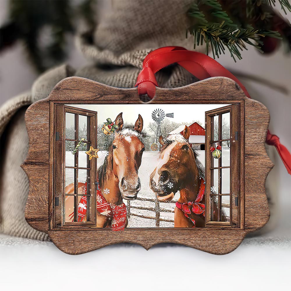 Horse Christmas Farmhouse Classic - Horizontal Ornament - Owl Ohh - Owl Ohh