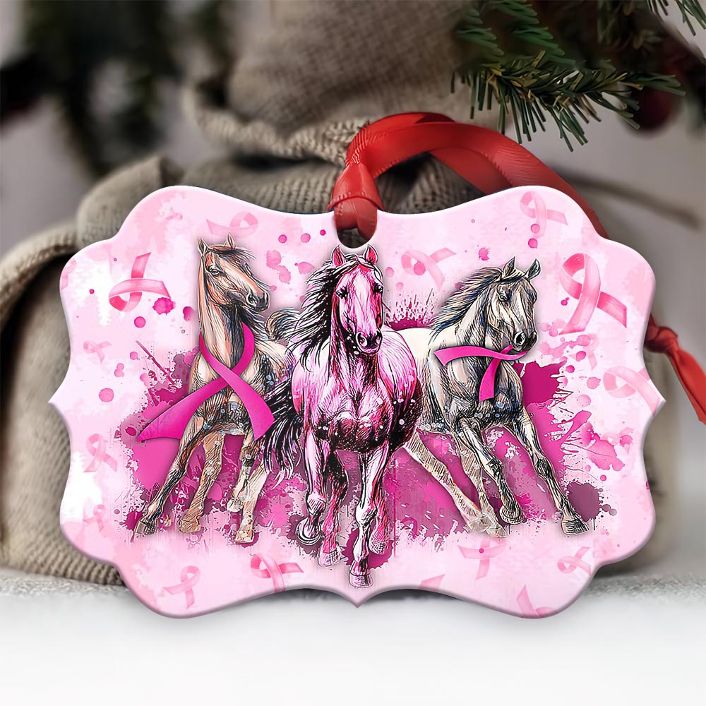 Horse Breast Cancer Lover - Horizontal Ornament - Owl Ohh - Owl Ohh