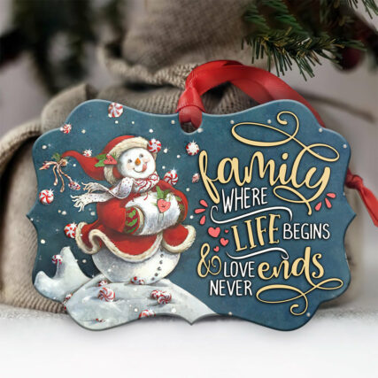 Snowman Family Cute Style - Horizontal Ornament - Owl Ohh - Owl Ohh