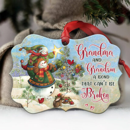 Snowman Grandma And Grandson - Horizontal Ornament - Owl Ohh - Owl Ohh