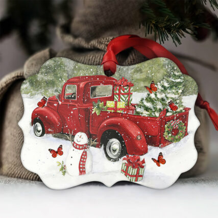 Butterfly Red Truck Memory - Horizontal Ornament - Owl Ohh - Owl Ohh
