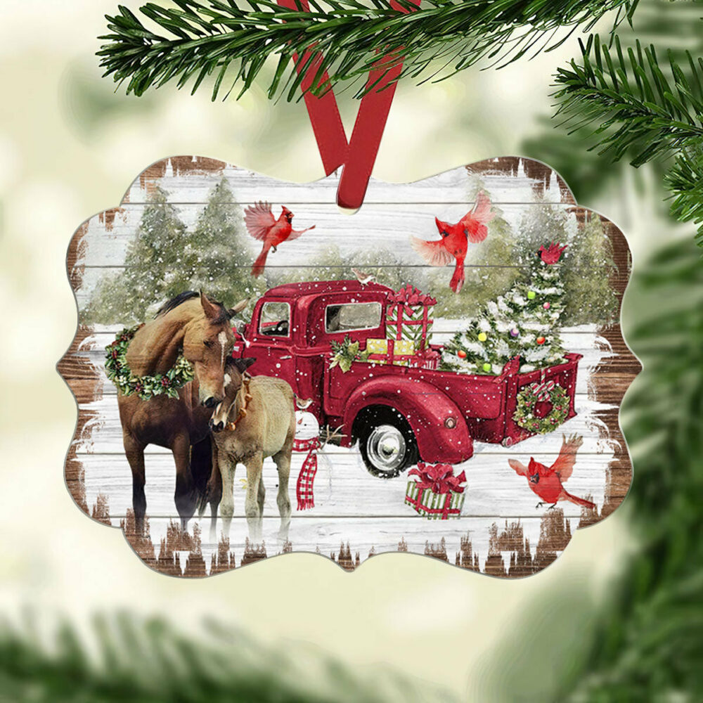 Horse Christmas Red Style- Horizontal Ornament - Owl Ohh - Owl Ohh