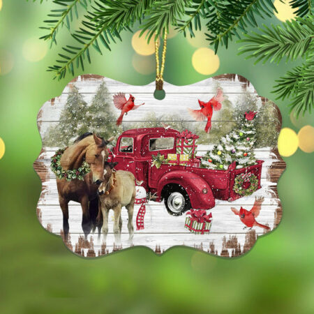 Horse Christmas Red Style- Horizontal Ornament - Owl Ohh - Owl Ohh