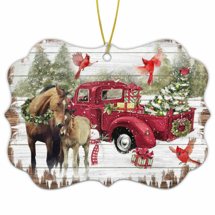 Horse Christmas Red Style- Horizontal Ornament - Owl Ohh - Owl Ohh