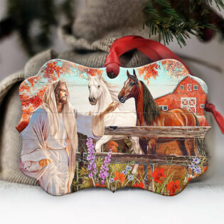 Horse Jesus Autumn Style - Horizontal Ornament - Owl Ohh - Owl Ohh