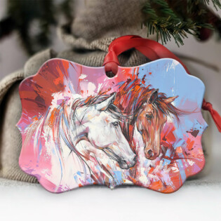 Horse Love Painting Colorful - Horizontal Ornament - Owl Ohh - Owl Ohh