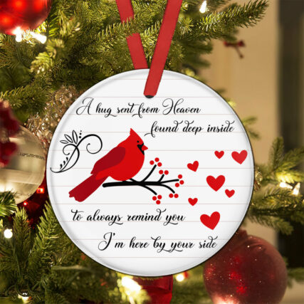 Cardinal A Hug Sent From Heaven - Circle Ornament - Owl Ohh - Owl Ohh