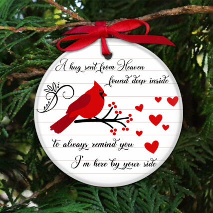 Cardinal A Hug Sent From Heaven - Circle Ornament - Owl Ohh - Owl Ohh