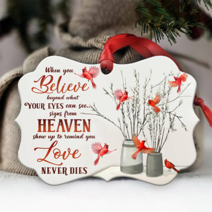 Cardinal Love Never Dies - Horizontal Ornament - Owl Ohh - Owl Ohh